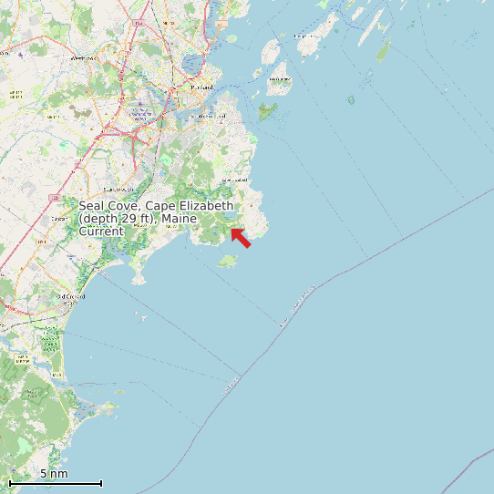Map of Seal Cove, Cape Elizabeth (depth 29 ft), Maine Current Prediction Station