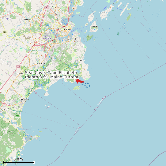 Map of Seal Cove, Cape Elizabeth (depth 3 ft), Maine Current Prediction Station
