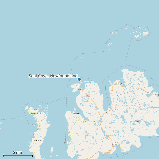 Map of Seal Cove, Newfoundland Tide Prediction Station