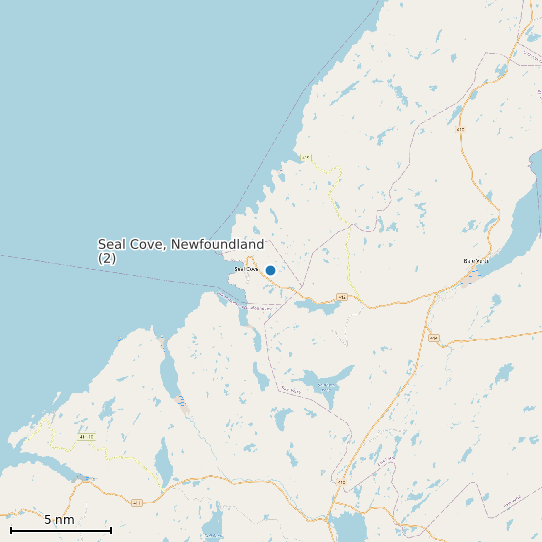 Map of Seal Cove, Newfoundland (2) Tide Prediction Station
