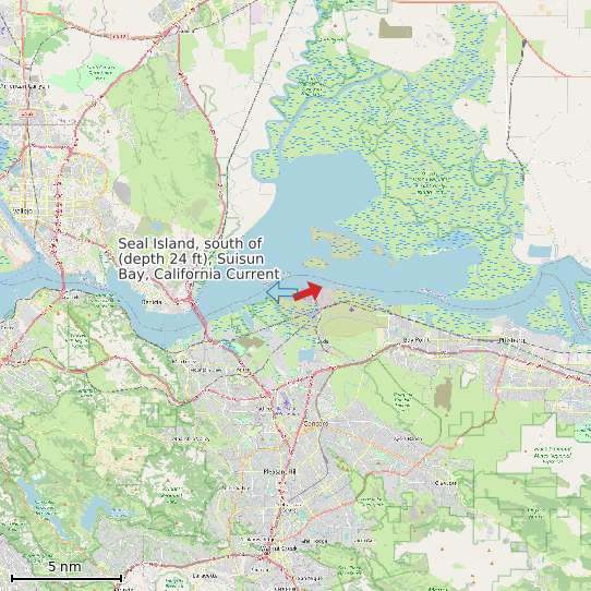 Map of Seal Island, south of (depth 24 ft), Suisun Bay, California Current Prediction Station