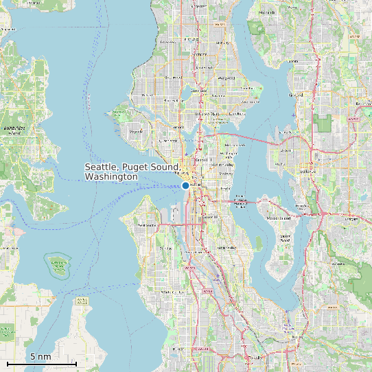 Map of Seattle, Puget Sound, Washington Tide Prediction Station
