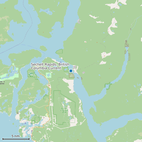 Map of Sechelt Rapids, British Columbia Current Prediction Station