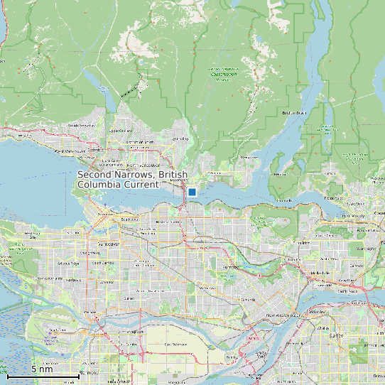 Map of Second Narrows, British Columbia Current Prediction Station