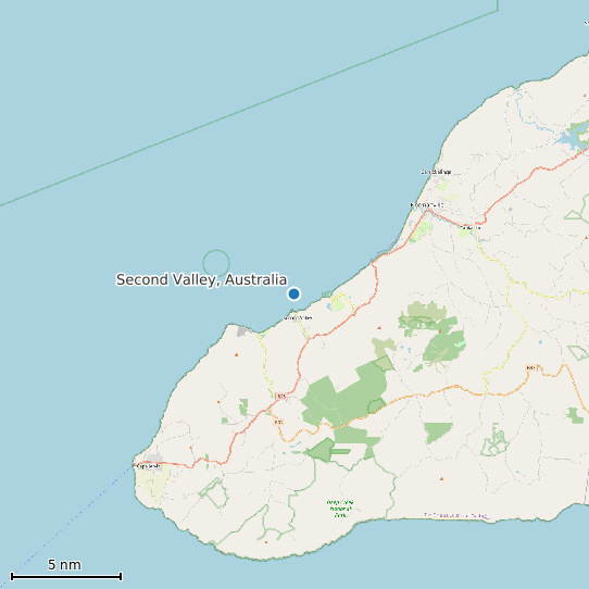 Map of Second Valley, Australia Tide Prediction Station