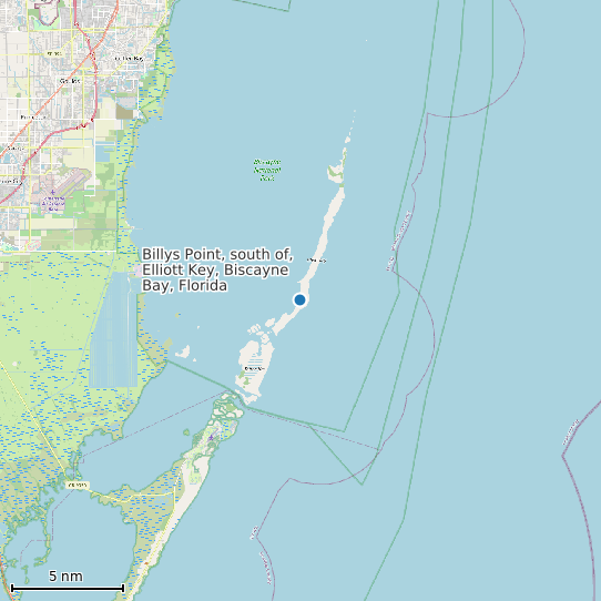 Map of Billys Point, south of, Elliott Key, Biscayne Bay, Florida Tide Prediction Station