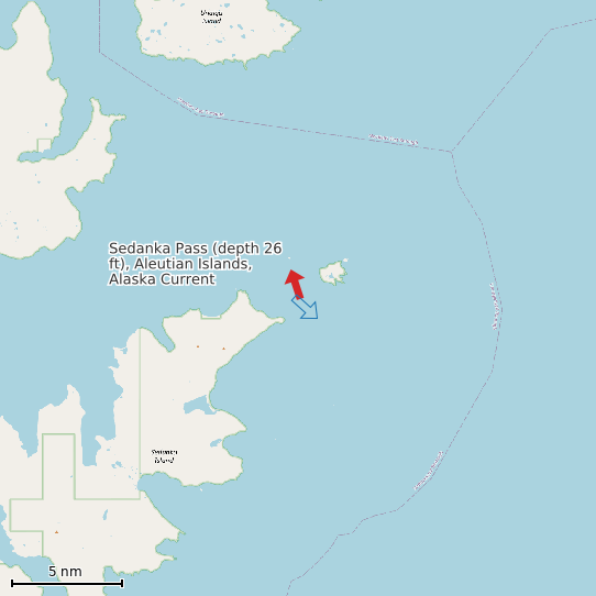 Map of Sedanka Pass (depth 26 ft), Aleutian Islands, Alaska Current Prediction Station