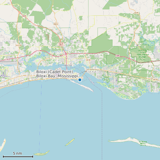 Map of Biloxi (Cadet Point), Biloxi Bay, Mississippi Tide Prediction Station