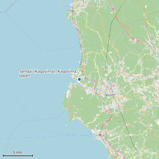 Map of Sendai (Kagosima), Kagosima, Japan Tide Prediction Station