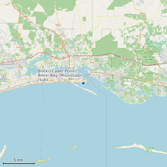 Map of Biloxi (Cadet Point), Biloxi Bay, Mississippi (sub) Tide Prediction Station