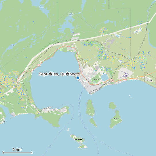 Map of Sept-�les, Qu�bec Tide Prediction Station