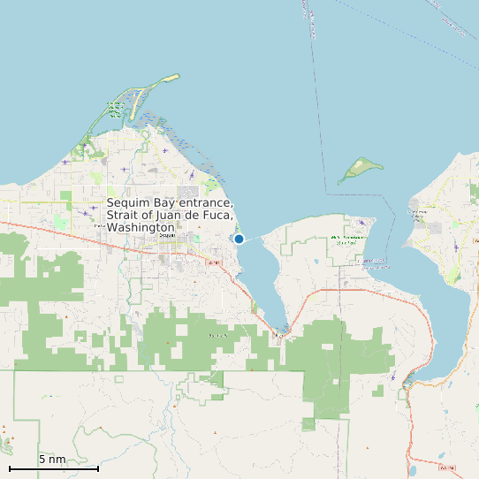 Map of Sequim Bay entrance, Strait of Juan de Fuca, Washington Tide Prediction Station