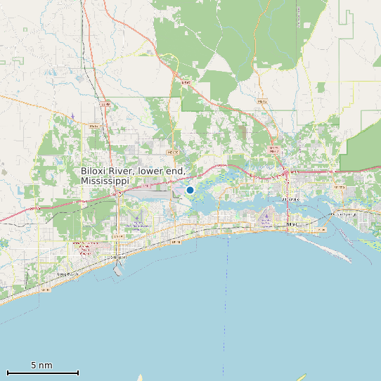 Map of Biloxi River, lower end, Mississippi Tide Prediction Station
