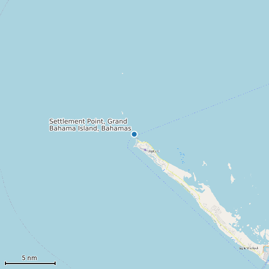 Map of Settlement Point, Grand Bahama Island, Bahamas Tide Prediction Station