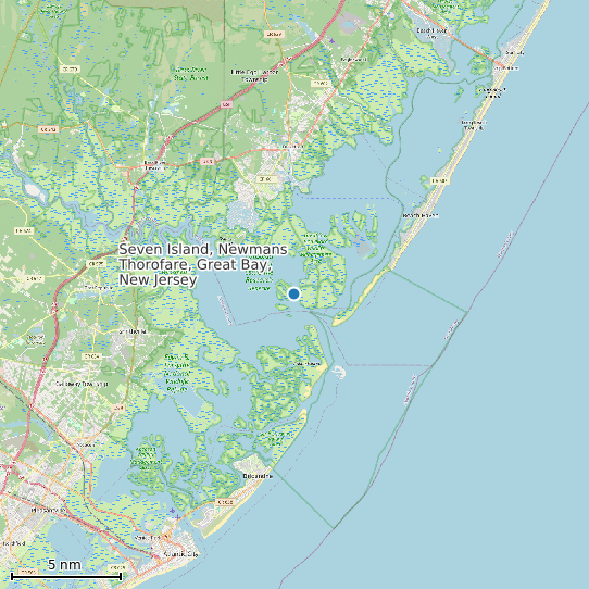 Map of Seven Island, Newmans Thorofare, Great Bay, New Jersey Tide Prediction Station