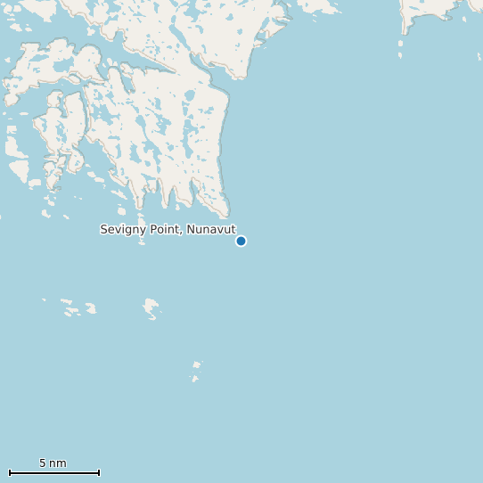 Map of Sevigny Point, Nunavut Tide Prediction Station
