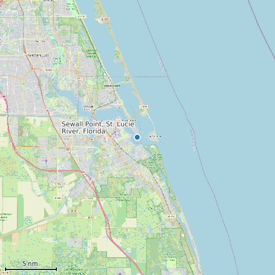 Map of Sewall Point, St. Lucie River, Florida Tide Prediction Station