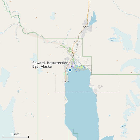 Map of Seward, Resurrection Bay, Alaska Tide Prediction Station