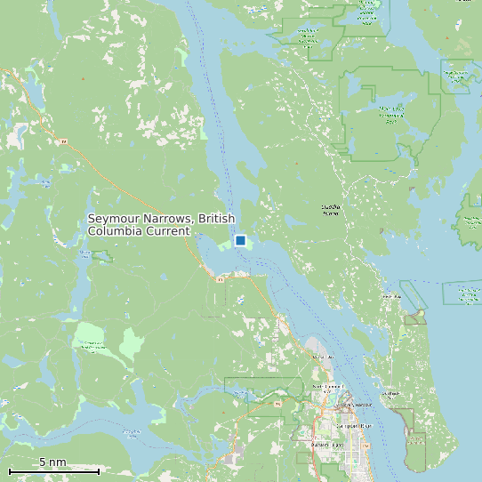Map of Seymour Narrows, British Columbia Current Prediction Station