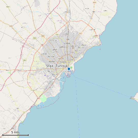 Map of Sfax, Tunisia Tide Prediction Station