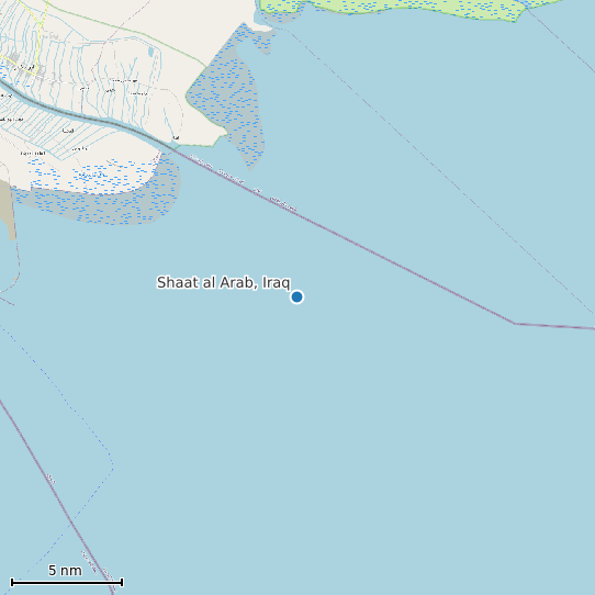 Map of Shaat al Arab, Iraq Tide Prediction Station