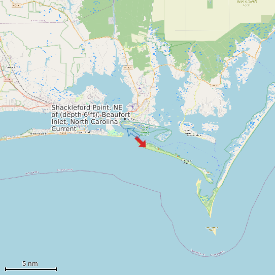 Map of Shackleford Point, NE of (depth 6 ft), Beaufort Inlet, North Carolina Current Prediction Station