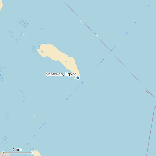Map of Shadwan, Egypt Tide Prediction Station
