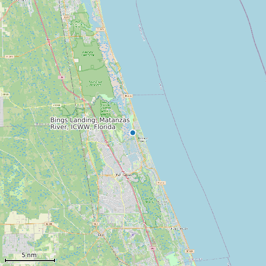 Map of Bings Landing, Matanzas River, ICWW, Florida Tide Prediction Station