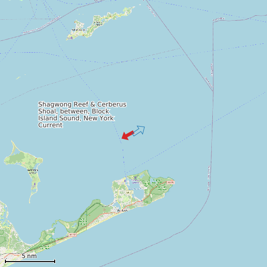 Map of Shagwong Reef & Cerberus Shoal, between, Block Island Sound, New York Current Prediction Station