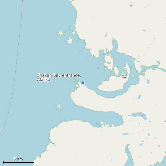Map of Shakan Bay entrance, Alaska Tide Prediction Station