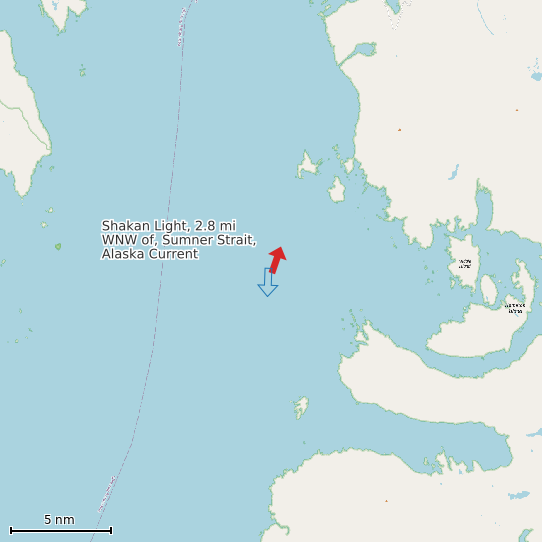 Map of Shakan Light, 2.8 mi WNW of, Sumner Strait, Alaska Current Prediction Station