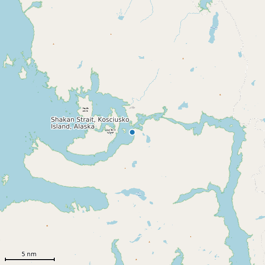 Map of Shakan Strait, Kosciusko Island, Alaska Tide Prediction Station