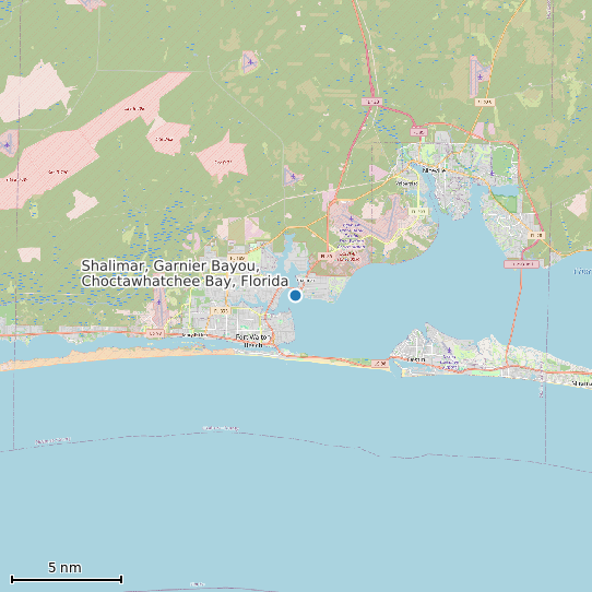 Map of Shalimar, Garnier Bayou, Choctawhatchee Bay, Florida Tide Prediction Station