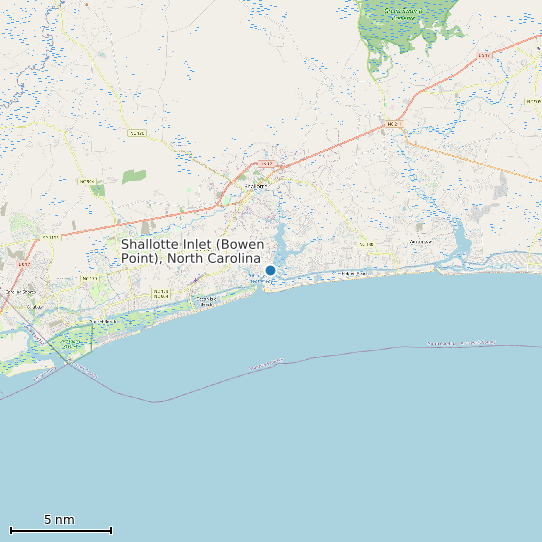 Map of Shallotte Inlet (Bowen Point), North Carolina Tide Prediction Station