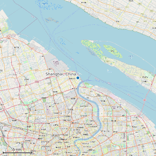 Map of Shanghai, China Tide Prediction Station