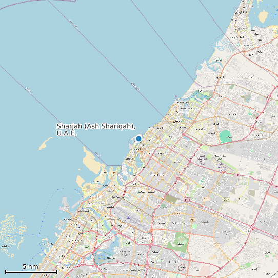Map of Sharjah (Ash Shariqah), U.A.E. Tide Prediction Station