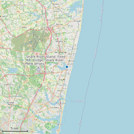 Map of Shark River Island, fixed RR. bridge, Shark River, New Jersey Tide Prediction Station