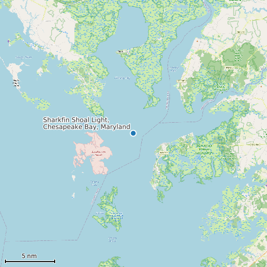 Map of Sharkfin Shoal Light, Chesapeake Bay, Maryland Tide Prediction Station