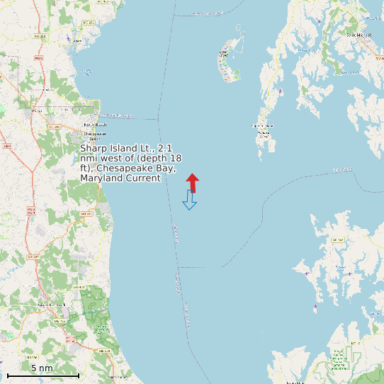 Map of Sharp Island Lt., 2.1 nmi west of (depth 18 ft), Chesapeake Bay, Maryland Current Prediction Station