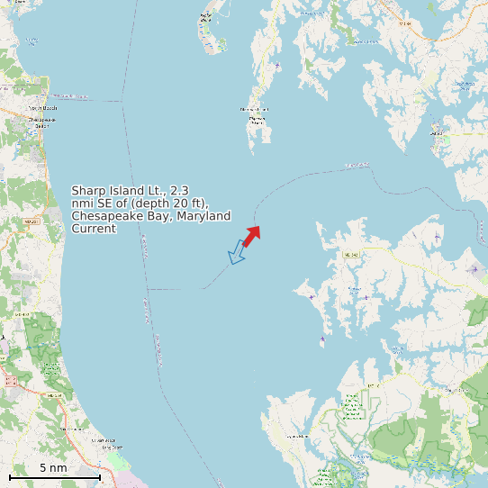 Map of Sharp Island Lt., 2.3 nmi SE of (depth 20 ft), Chesapeake Bay, Maryland Current Prediction Station