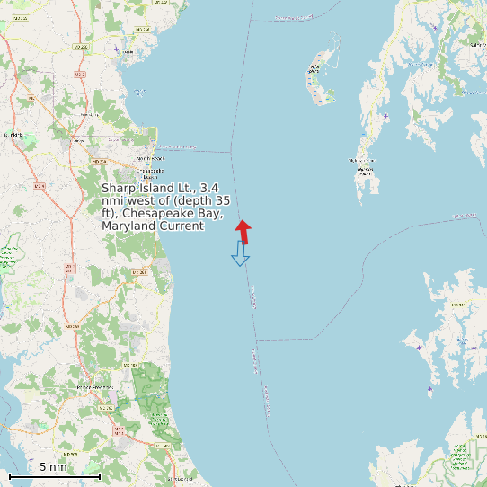 Map of Sharp Island Lt., 3.4 nmi west of (depth 35 ft), Chesapeake Bay, Maryland Current Prediction Station