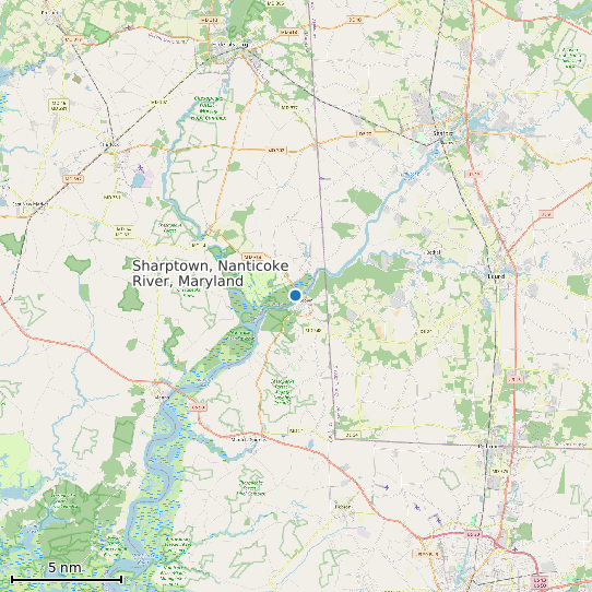 Map of Sharptown, Nanticoke River, Maryland Tide Prediction Station