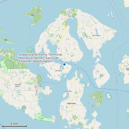 Map of Shaw Island, Ferry Terminal, Harney Channel, San Juan Channel, Washington Tide Prediction Station
