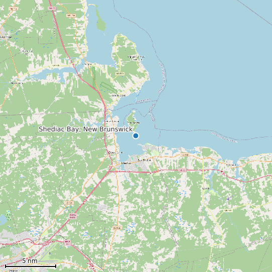 Map of Shediac Bay, New Brunswick Tide Prediction Station