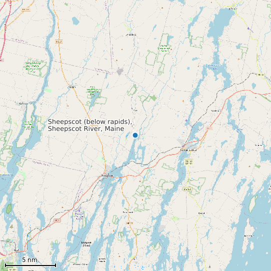 Map of Sheepscot (below rapids), Sheepscot River, Maine Tide Prediction Station