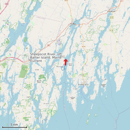 Map of Sheepscot River, off Barter Island, Maine Current Prediction Station