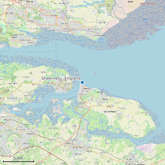 Map of Sheerness, England Tide Prediction Station
