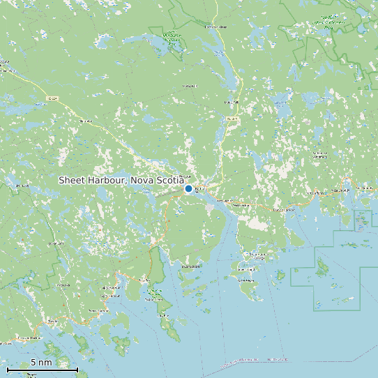Map of Sheet Harbour, Nova Scotia Tide Prediction Station