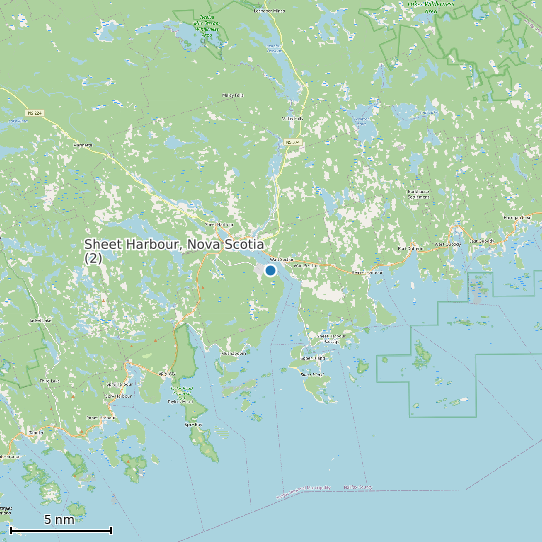 Map of Sheet Harbour, Nova Scotia (2) Tide Prediction Station