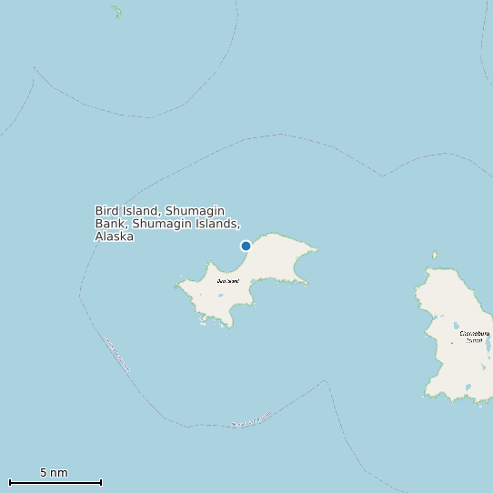 Map of Bird Island, Shumagin Bank, Shumagin Islands, Alaska Tide Prediction Station